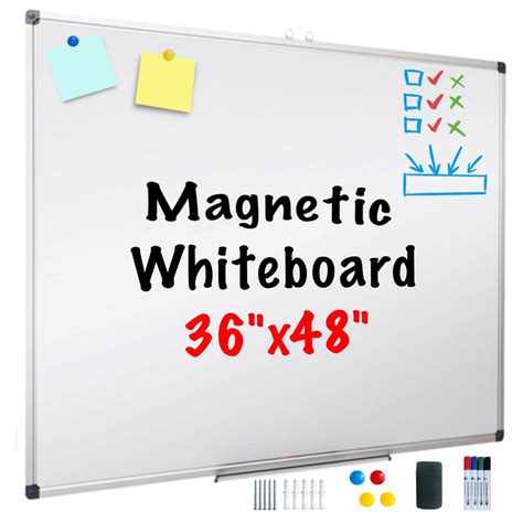 XIWODE Magnetic Whiteboard Dry Erase Board ,48 x 36 inches, With Silver ...