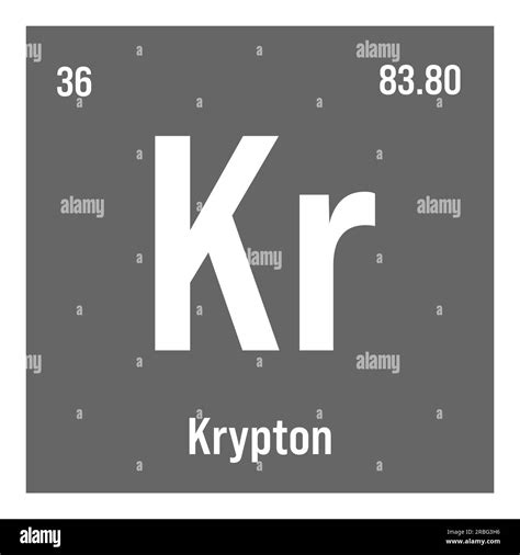 Krypton, Kr, periodic table element with name, symbol, atomic number ...