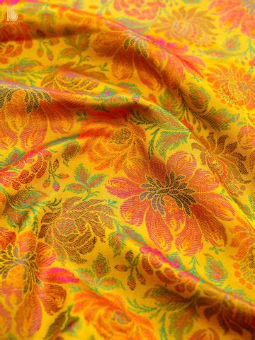 Handloom Banarasi Tanchoi Silk Marigold Fabric – Khinkhwab
