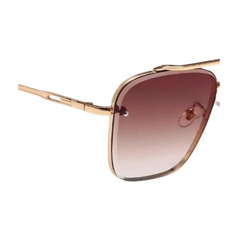 4Flaunt Bold Series Metal Frame Square Sunglasses - Gold Brown