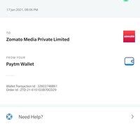 Zomato — Auto Debit of Rs. 673 from Paytm Amount
