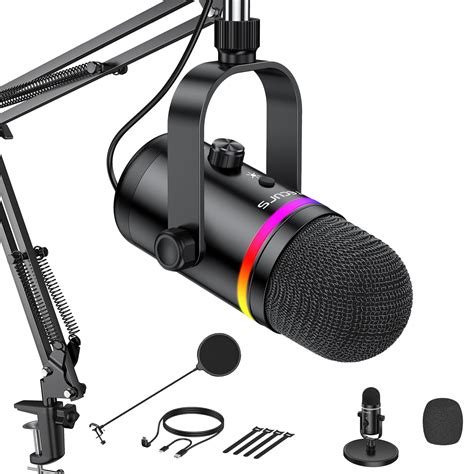 Amazon.com: TECURS RGB Gaming Microphone-USB Microphone for Streaming ...