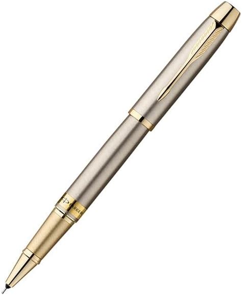 Parker Frontier Stainless Steel Gold Trim Roller Ball Pen | Ink Color ...