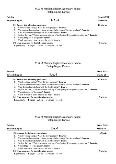 F.A 1 English-6th - its good - M.G Mission Higher Secondary School ...