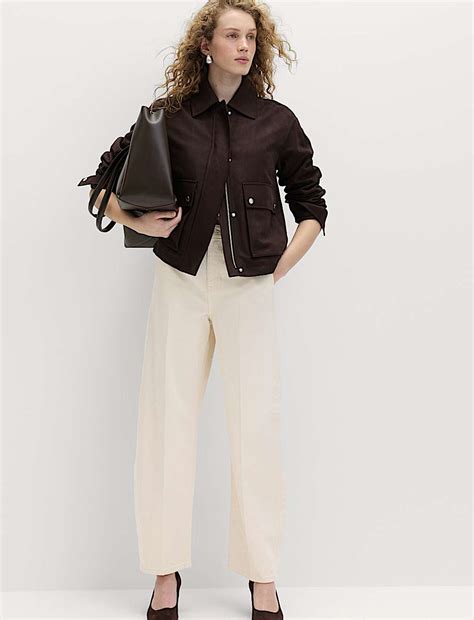 Buy Pure Cotton Crease Front Barrel Leg Trousers at Marks & Spencer