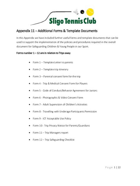 Fillable Online Appendix 11 Additional Forms & Template Documents Fax ...