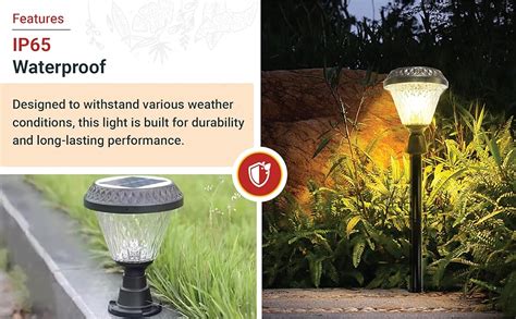 Epyz Solar Pillar Light Round Shape with 34 LEDs, 2000mah Battery, 3 ...