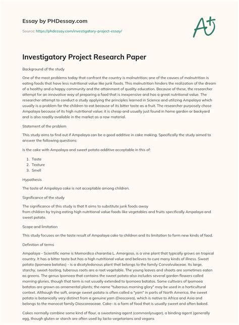 Image result for Investigatory Project Examples