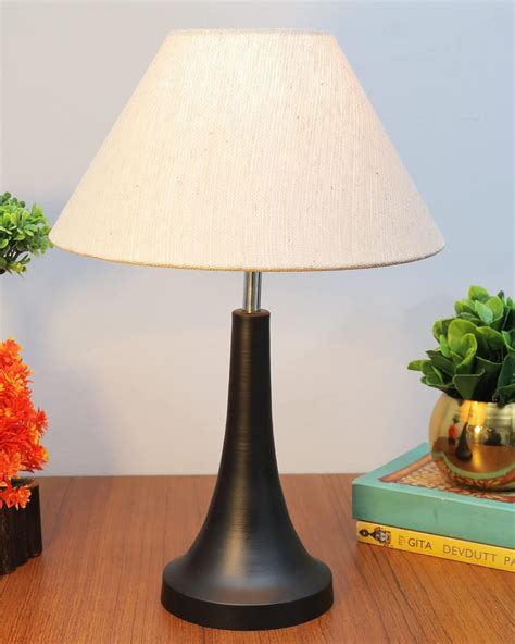 Buy Homesake ® Black Metal Base Urn Table Lamp with Cone Shape Fabric ...