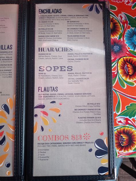 Menu at La Quebrada Restaurant, Chicago, S California Ave