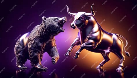 Bull vs bear symbols of stock market trends fierce market battle in ...