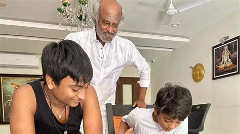 Rajinikanth: Rajinikanth celebrates Diwali with his grandsons and ...