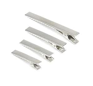 Buy 4 Sizes Silver Metal Hair Clips DIY Alligator Teeth Single Prongs ...