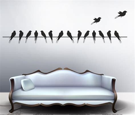 Decals Design 'Beautiful Long Tail Birds on Wire' Wall Sticker (PVC ...
