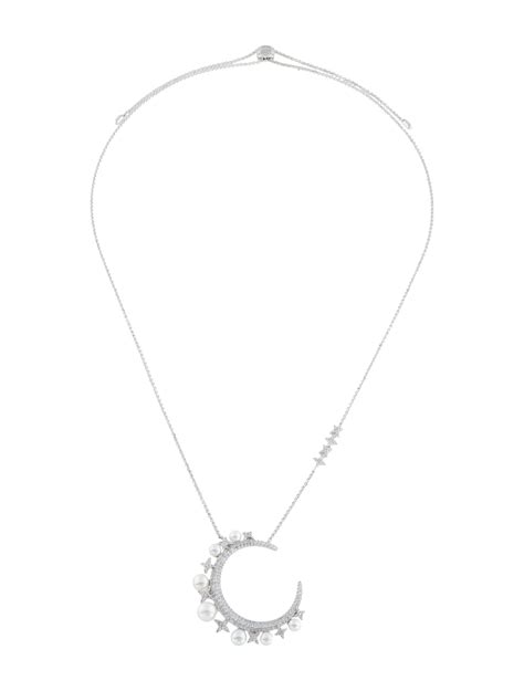 APM Monaco Pearl & Cubic Zirconia Moon Pendant Necklace - Necklaces - APMNK20880 | The RealReal