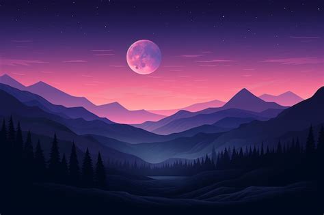 Beautiful purple night landscape | Premium AI-generated image