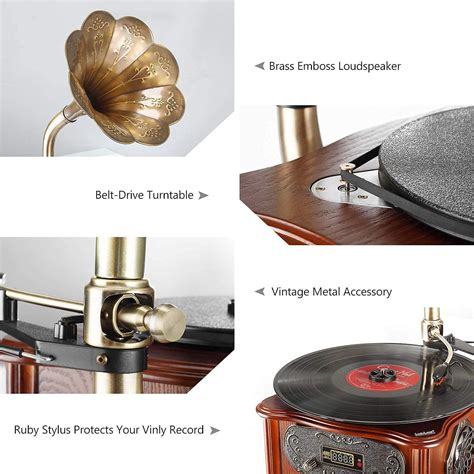 Buy LuguLake Record Player Retro Turntable All in One Vintage ...