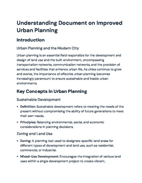 Improved Urban Planning: Key Concepts & Strategies for Sustainable Dev. - Studocu