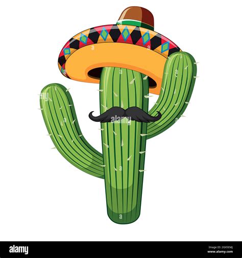 Mexican Style of Cactus on White Background Stock Vector Image & Art ...