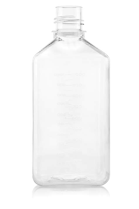 EZBio Titanium Square Media Bottle, PETG, 38-430mm White Cap, 1000ml ...
