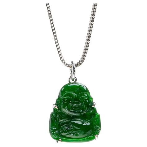 Green Jadeite Jade Buddha Pendant, Certified Untreated For Sale at 1stDibs