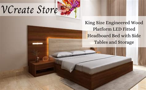V Create Store Engineered LED Installed King Size Platform Bed with Box ...