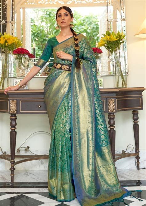 Best Green Kanjivaram Silk Sarees Online USA | Fast Delivery USA – Sunasa