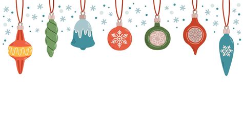Hanging Christmas balls with ornaments banner flat design vector ...