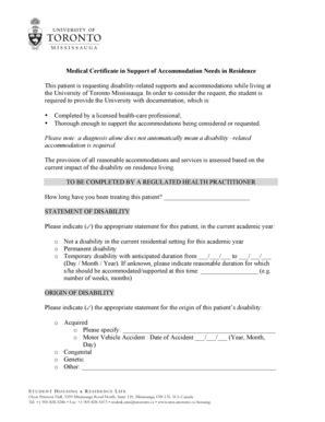 Fillable Online utm utoronto Medical Form in Support of Accommodation ...