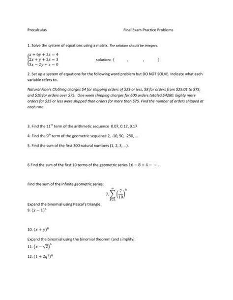 Image result for Precalculus Problems