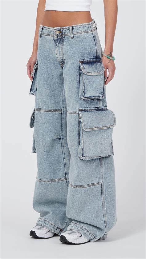 Blue Acid Wash Low Rise Cargo Pant - Blue / 25 | Denim fashion, Fashion ...