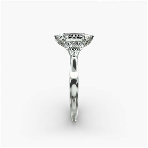 GIA 0.97 Carat F-VS2 Good Cut Marquise Diamond Triple Side Stone ...
