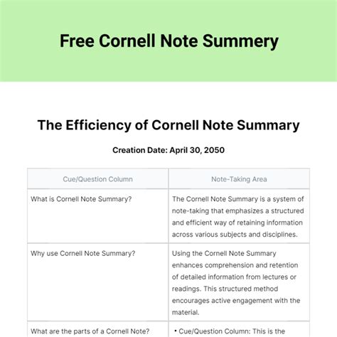 Image result for Cornell Notes Math Template
