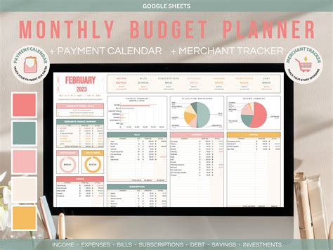 Monthly budget spreadsheet for excel google sheets instant download ...