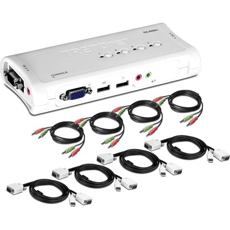 4-Port USB KVM Switch Kit w/ Audio - TRENDnet TK-409K