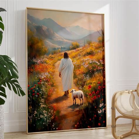 AXXPosters Jesus and Lamb Canvas Art Christian Inspirational Posters ...