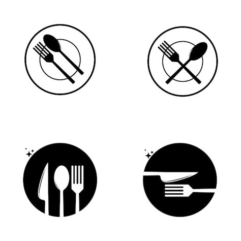 Löffel und Gabel Logo und Symbolvektor | Premium Vektor