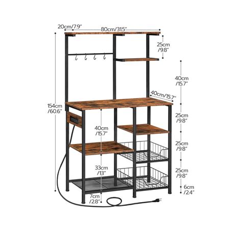 Kitchen Rack: 6-Tier Microwave Stand with 4 Hooks, Kitchen Shelf with ...
