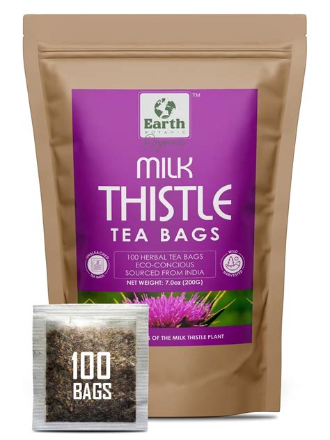 Amazon.com : Earth Botanic Organic Milk Thistle Tea Bags - 100 Tea Bags - Eco-Conscious Tea Bags ...