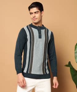 KILVESTED Striped High Neck Casual Men Green Sweater - Buy KILVESTED ...