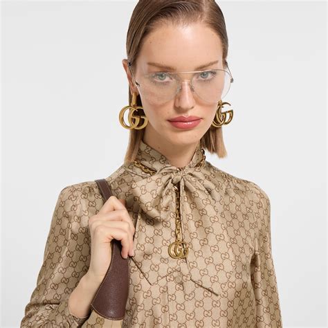 GG Marmont pendant chain necklace in gold-toned brass and aluminium ...