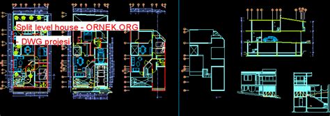 Split level house dwg projesi - Autocad Projeler