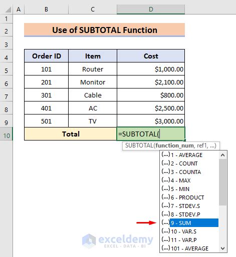 Image result for Excel Table Column Total