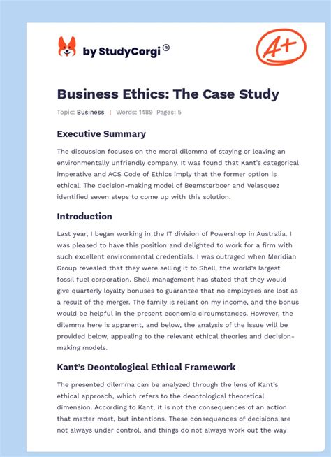 Case Study Examples Business Ethics 的图像结果