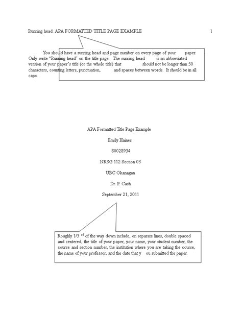 APA Style Title Page Example 的图像结果