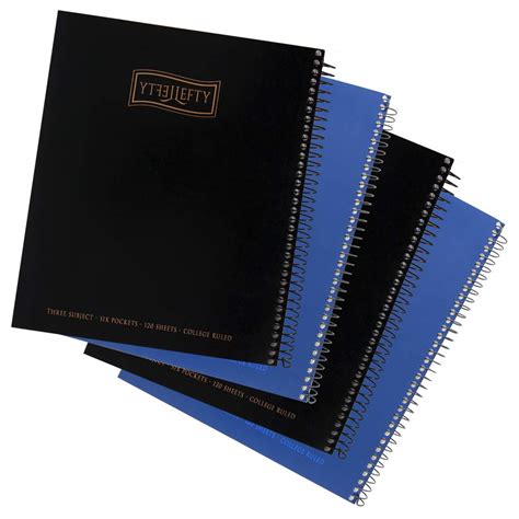 Left-Handed 3 Subject Spiral Notebooks Plain Color, Set of 4, Black ...