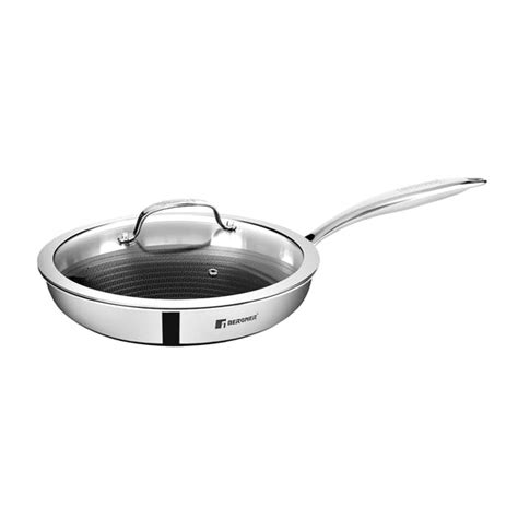 Bergner Hitech TriPly Steel Frypan with Glass Lid Nonstick Induction ...