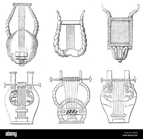various forms of ancient lyre stringed musical instrument Greek ...