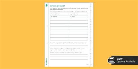 What Is a Friend? Worksheet | Secondary RSE | Beyond