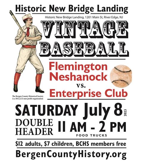 Vintage Baseball, July 8, 2023 at Historic New Bridge Landing!